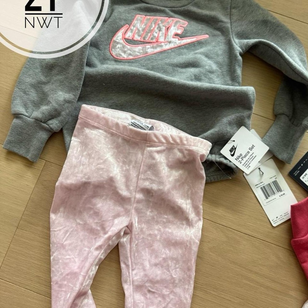 New Nike set pink gray sweatshirt set - 2T